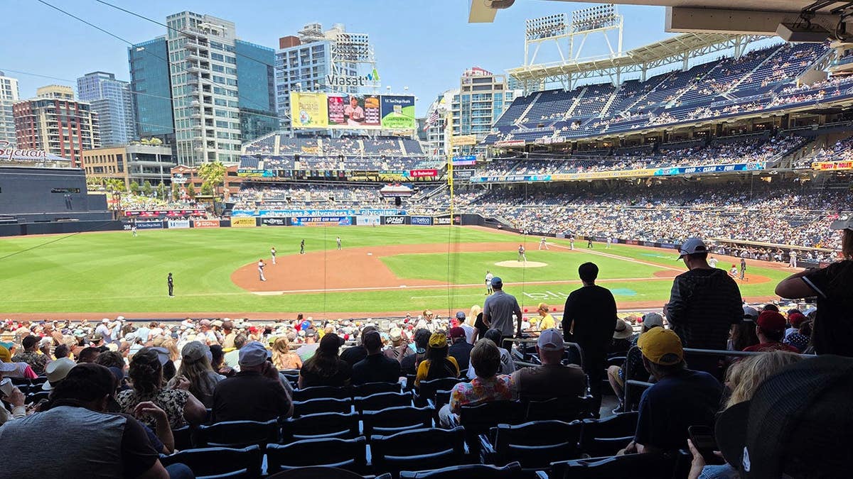 Screencaps reader Jim T in San Diego made his way out to see his Reds while they were in town.