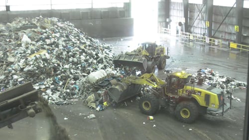 Garbage is moved and sorted at the Edmonton Waste Management Centre on June 2, 2026. (Evan Klippenstein / CTV News Edmonton)