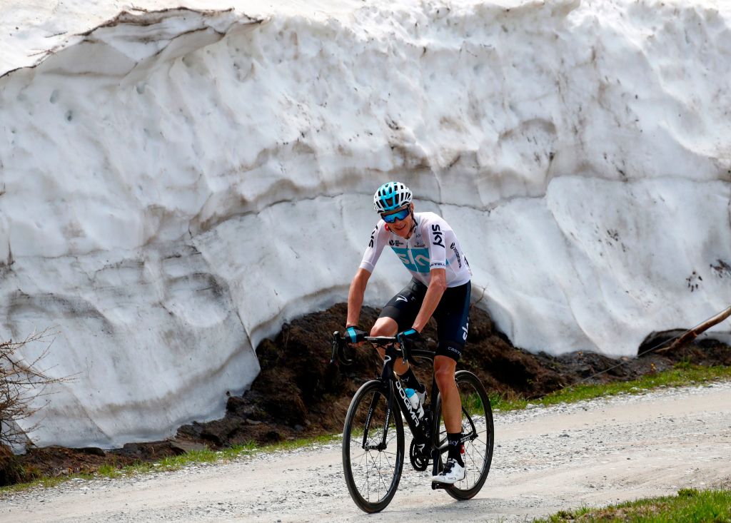 Christopher Froome (Team Sky) rides on the Colle delle Finestre during the 19th of the 101st Giro d'Italia, on May 25, 2018. (Photo by LUK BENIES / AFP) (Photo credit should read LUK BENIES/AFP via Getty Images)