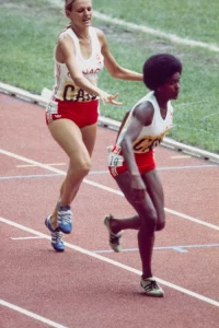 Robert Nadon, Joanne McTaggart and Marjorie Baileyin the women’s 4x100 metre relay ,July 30, 1976