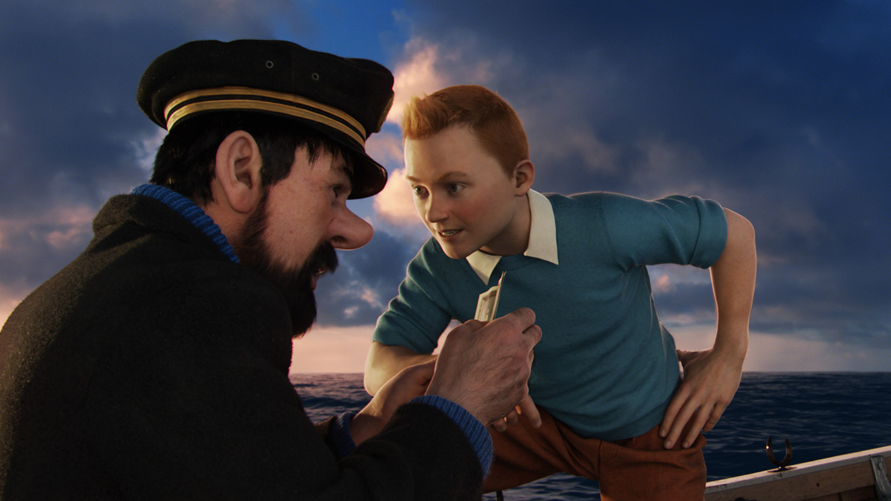 The Adventures of TinTin, l-r: Captain Haddock (voice: Andy Serkis), Tintin (voice: Jamie Bell), 2011