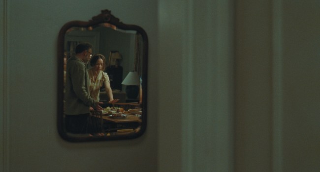 THE INVITE, from left: Seth Rogen, Olivia Wilde, 2026. © A24 /Courtesy Everett Collection