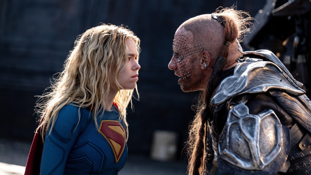 SUPERGIRL, from left: Milly Alcock as Supergirl, Matthias Schoenaerts as Krem of the Yellow Hills, 2026. ph: Parisa Taghizadeh / © Warner Bros. / courtesy Everett Collection