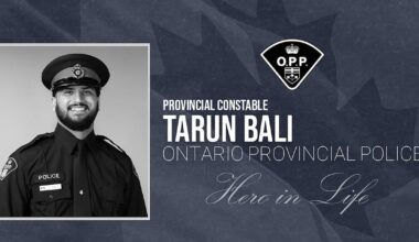 Funeral for Ontario police officer hit by car held today