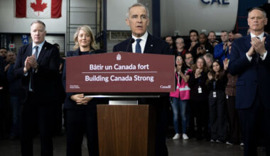 Mark Carney at a defence funding announcement