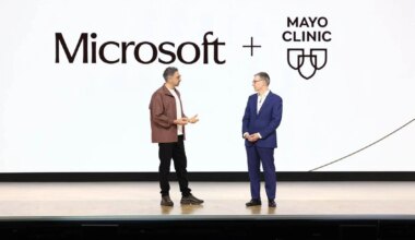 Mustafa Suleyman, CEO of Microsoft AI, and Gianrico Farrugia, M.D., president and CEO, Mayo Clinic
