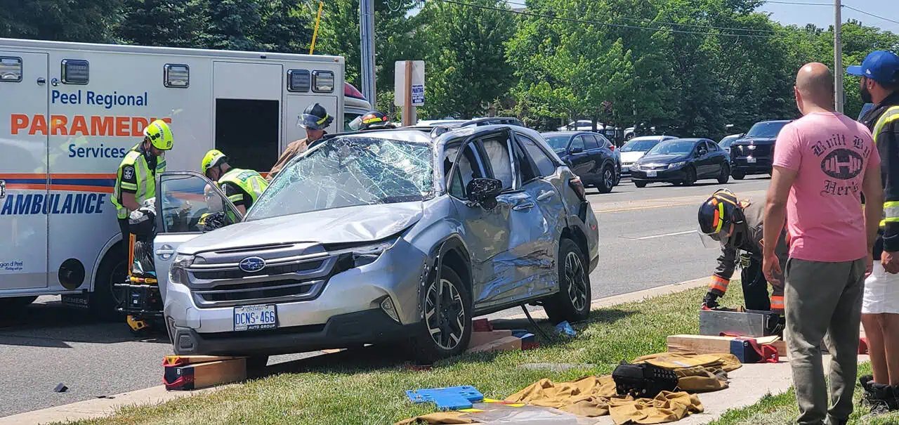 two-car crash in mississauga.