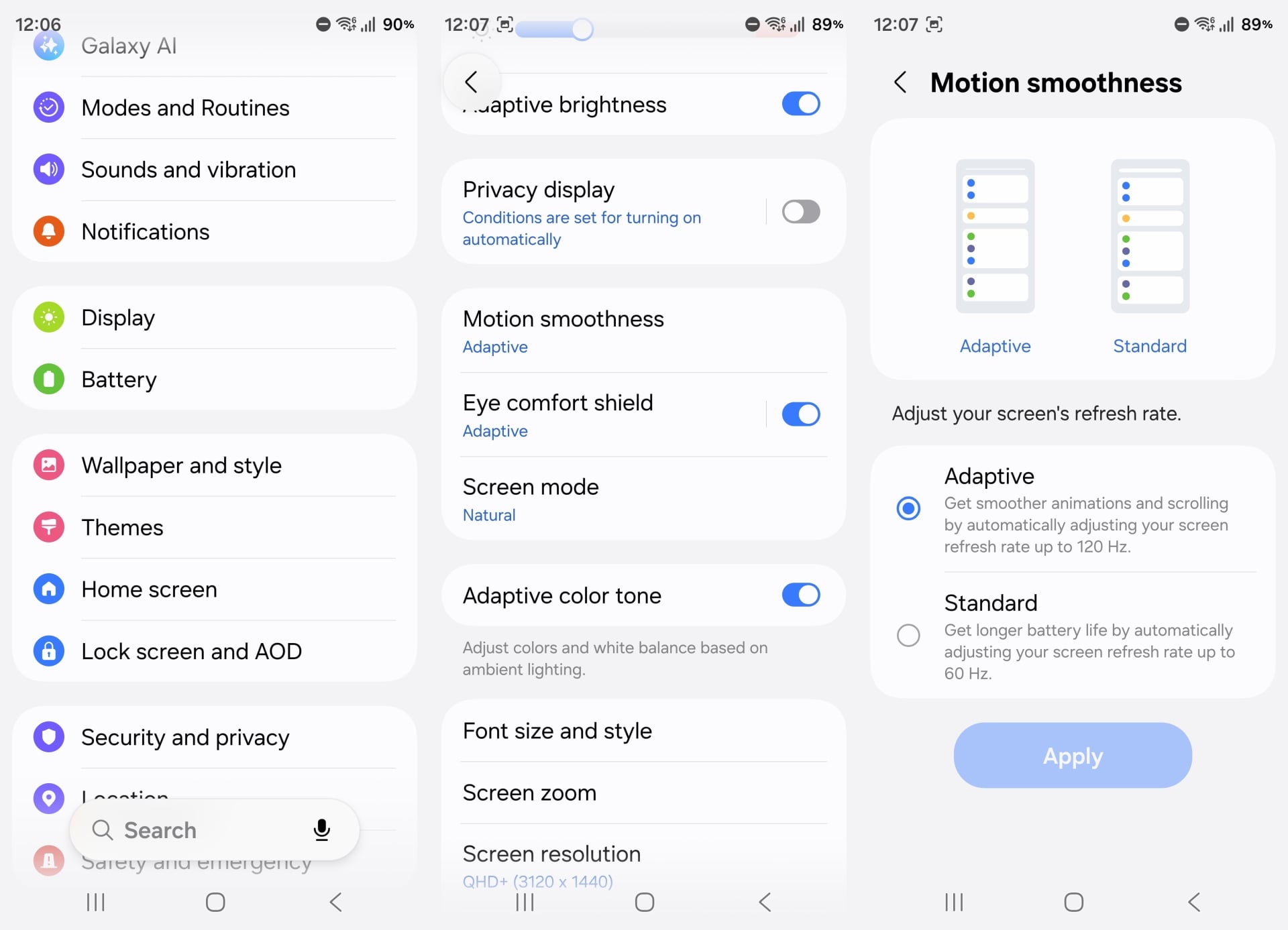 adaptive refresh rate settings