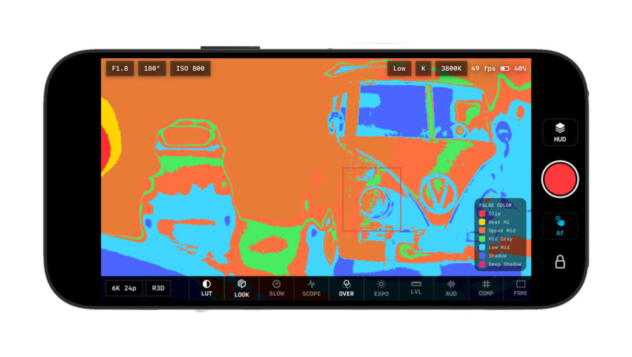 False color inside ZR CTL app