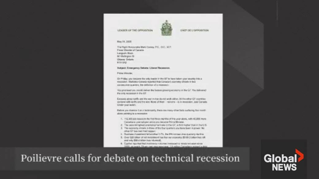 Click to play video: 'Poilievre calling for emergency debate about state of Canadian economy'