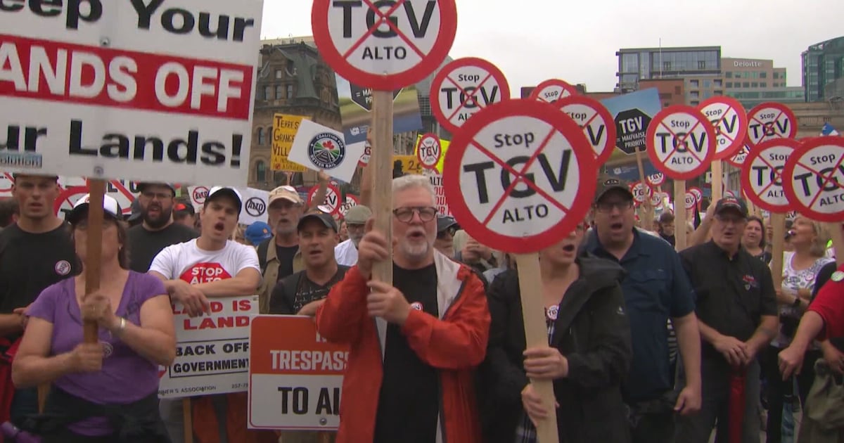 ‘We don’t want to re-live that history’: Quebec farmers protest high-speed train project - CTV News