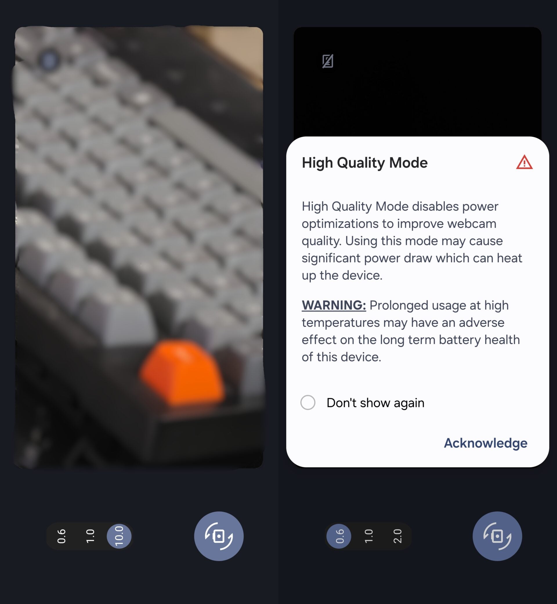 previewing the webcam output on one ui