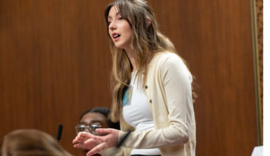 STUdent Palma Dean speaks during a debate at Model Senate in Ottawa (photo courtesy of the Senate of Canada)