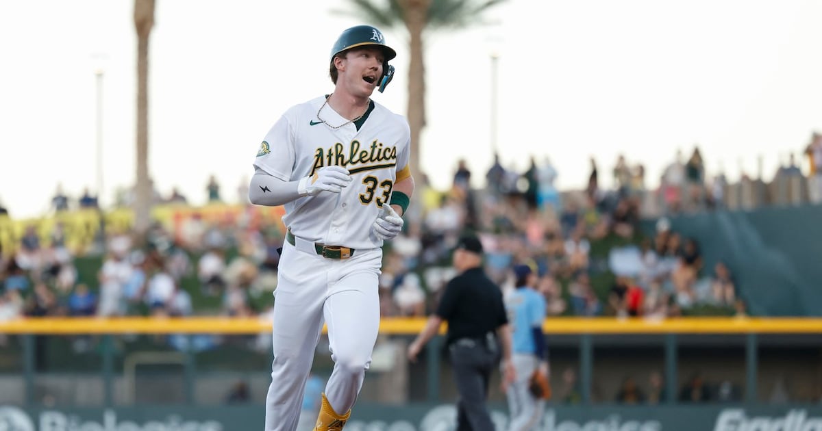 Henry Bolte hits 1st homer, Athletics go deep five more times for win over Milwaukee Brewers in Vegas