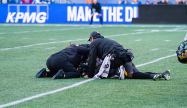 Hamilton Tiger-Cats' DB Jamal Peters stretchered off field, taken to hospital after blow to head