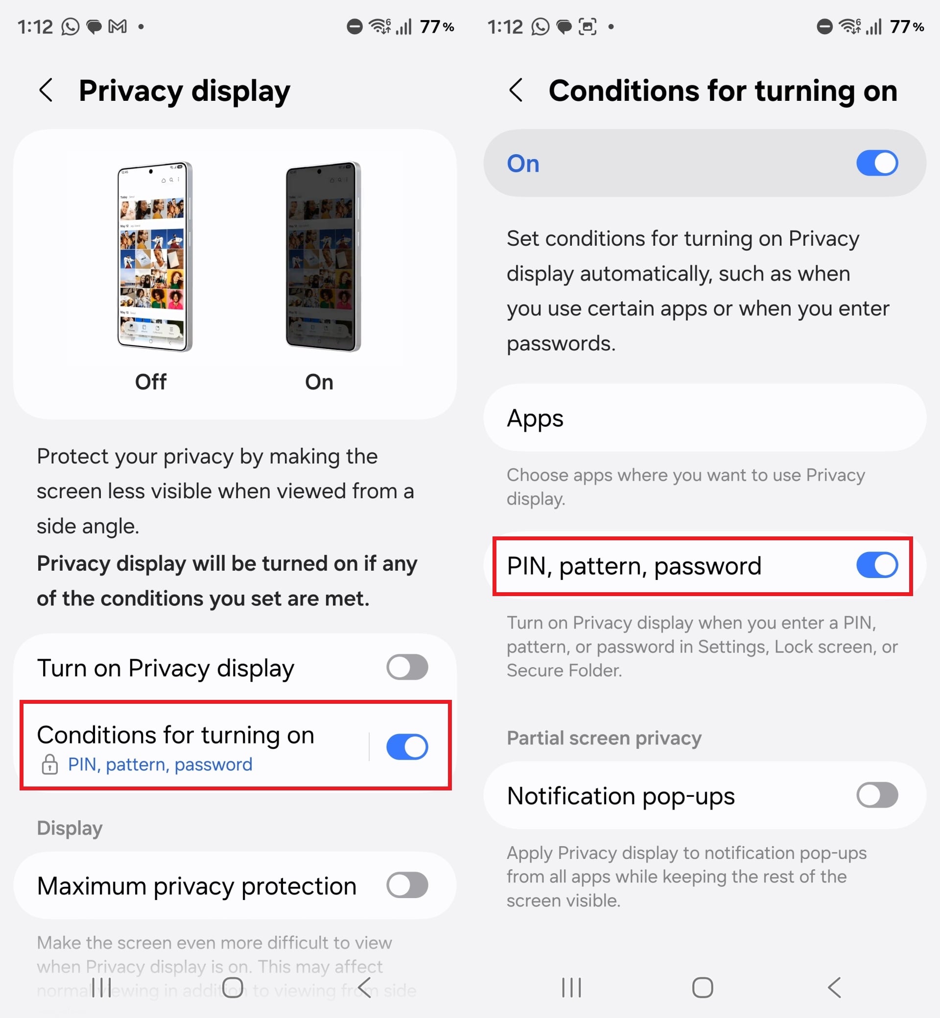 how to stop people from seeing galaxy s26 ultra password