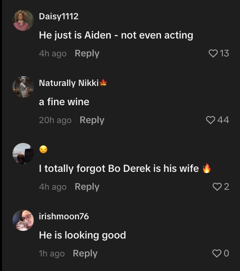 TikTok users comment on John Corbett’s look in a Hello! Canada Magazine post.