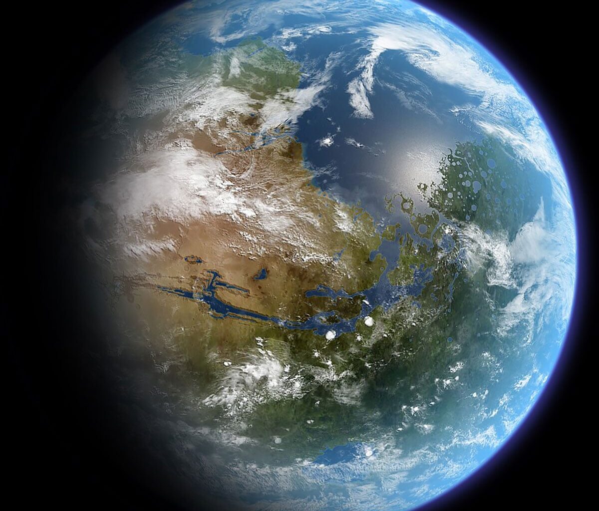 Realistic Image of a Completely Terraformed Mars
