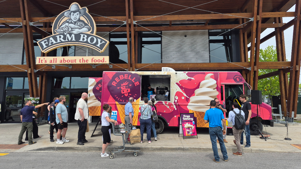 A Rebelle Ice Cream truck at Farm Boy Trainyards on Friday for the product
