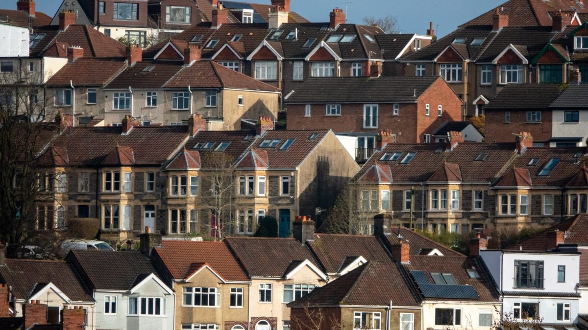 BRISTOL, UNITED KINGDOM - MARCH 15: Sunlight illuminate houses in terraced streets, on March 15, 2026 in Bristol, England. According to a report from the Royal Institution of Chartered Surveyors (RICS) soaring interest rates and falling prices have marked the end of the UK???s 13-year housing market boom and have lead to falling house prices and fears of a further house price stagnation. (Photo by Anna Barclay/Getty Images)