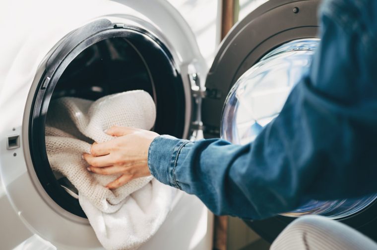 hand up clothes Washing machine. Clean and Healthy Concepts
