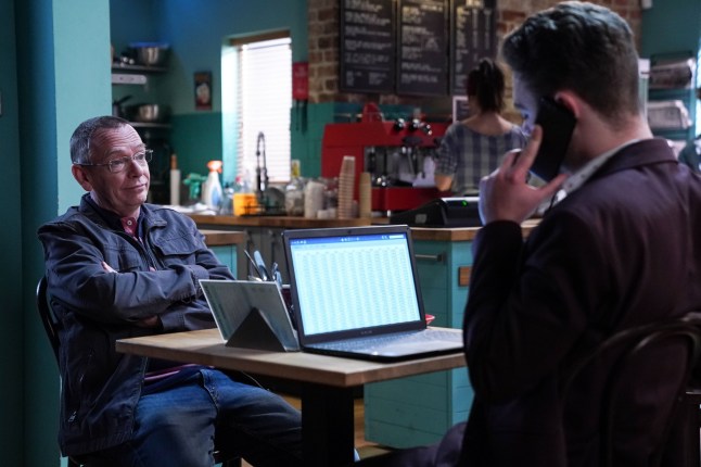 Ian Beale and Johnny Carter in the law office in EastEnders