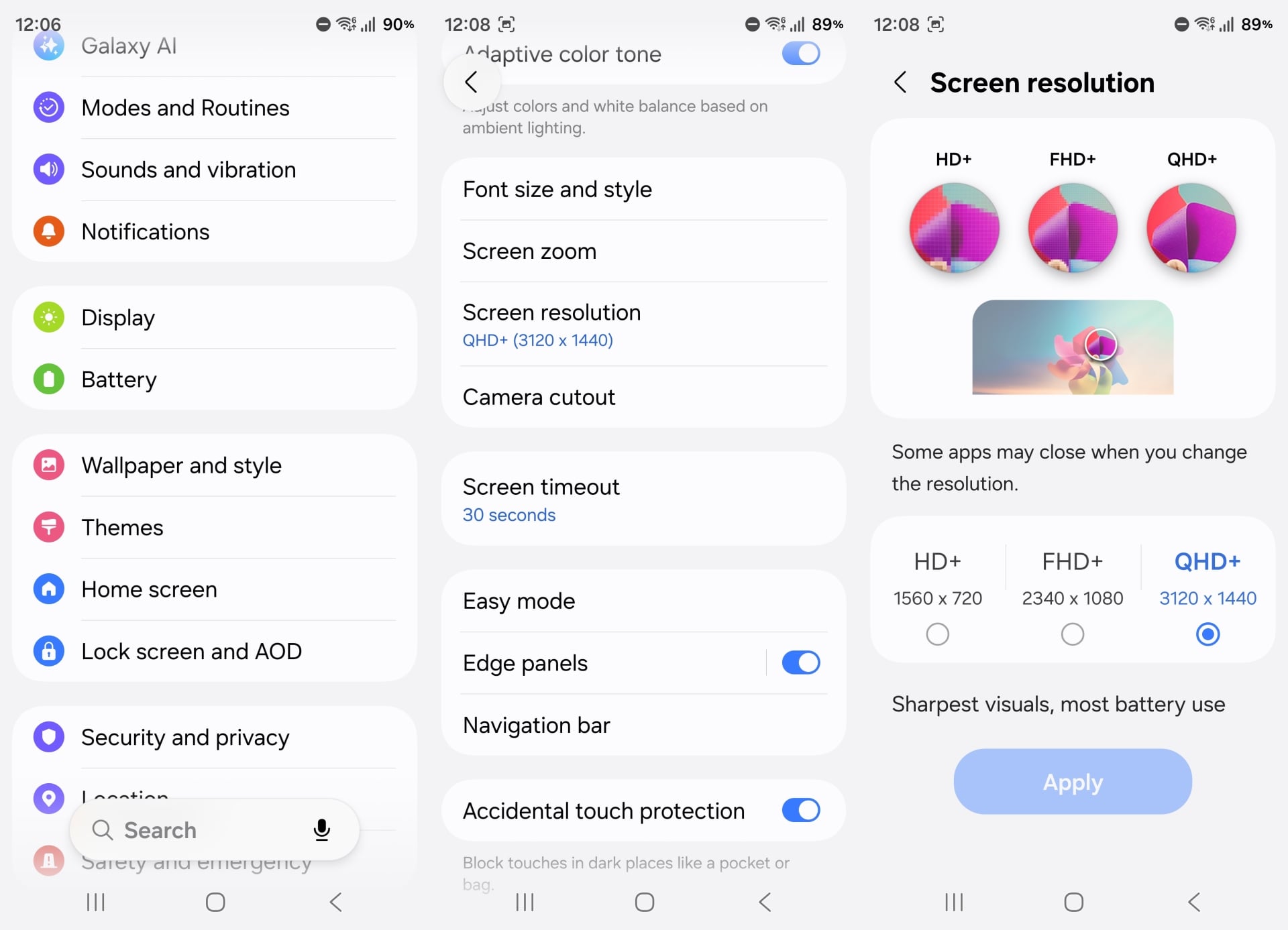 screen resolution settings
