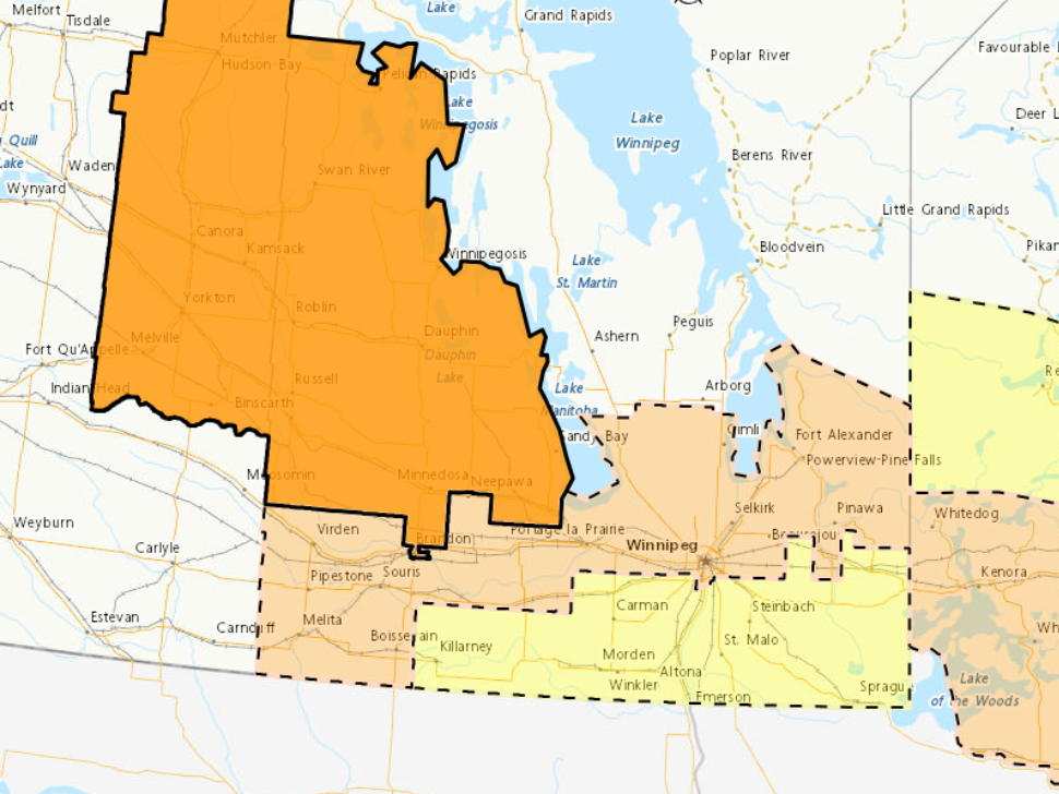 Severe weather watches and warnings in effect for southern Manitoba