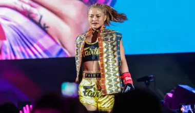 Russian Muay Thai fighter Asadula Imangazaliev walks to the ring