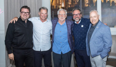 EY&rsquo;s Aaron Smith, NHL alumnus Kirk Muller, Greg Moore (Quantum Project Management Services), NHL alumnus Darcy Tucker, and Ottawa Hospital Foundation