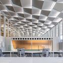 © Vincent Hecht Osaka Lightning Rod Industry Sendai Branch Office / T2P Architects Office - Interior Photography, Kitchen, Lighting, Glass, Chair, Beam