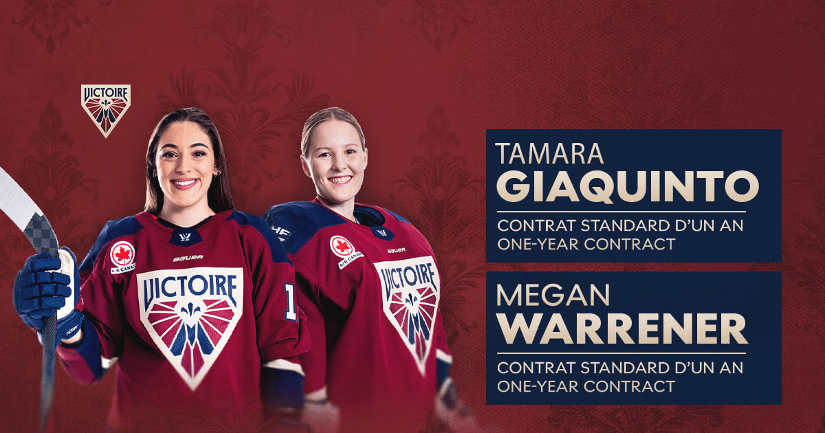 MONTRÉAL VICTOIRE RE-SIGN DEFENDER TAMARA GIAQUINTO AND GOALTENDER MEGAN WARRENER | PWHL