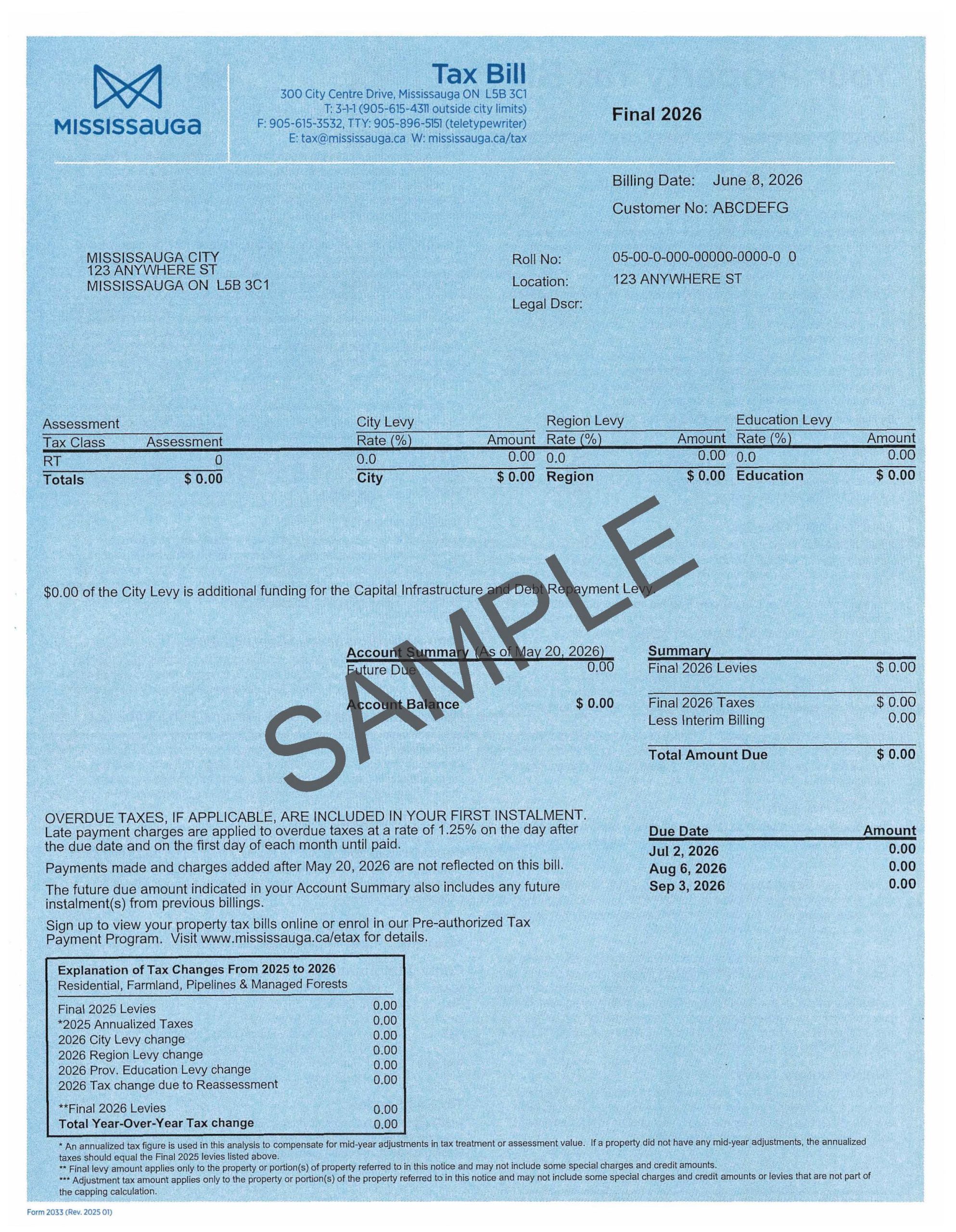 Image showing a sample of a Final Tax Bill.