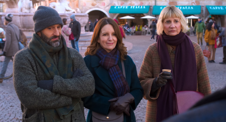 Marco Calvani as Claude, Tina Fey as Kate, and Kerri Kenney-Silver as Anne in "The Four Seasons" Season 2.