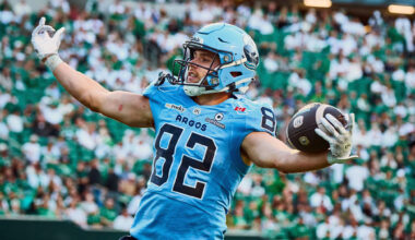 Tyler Kahmann scores twice in Argos' road win over Riders