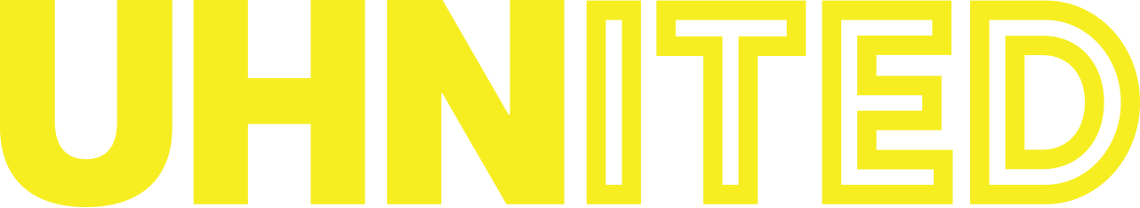 UHN uhnited logo in yellow