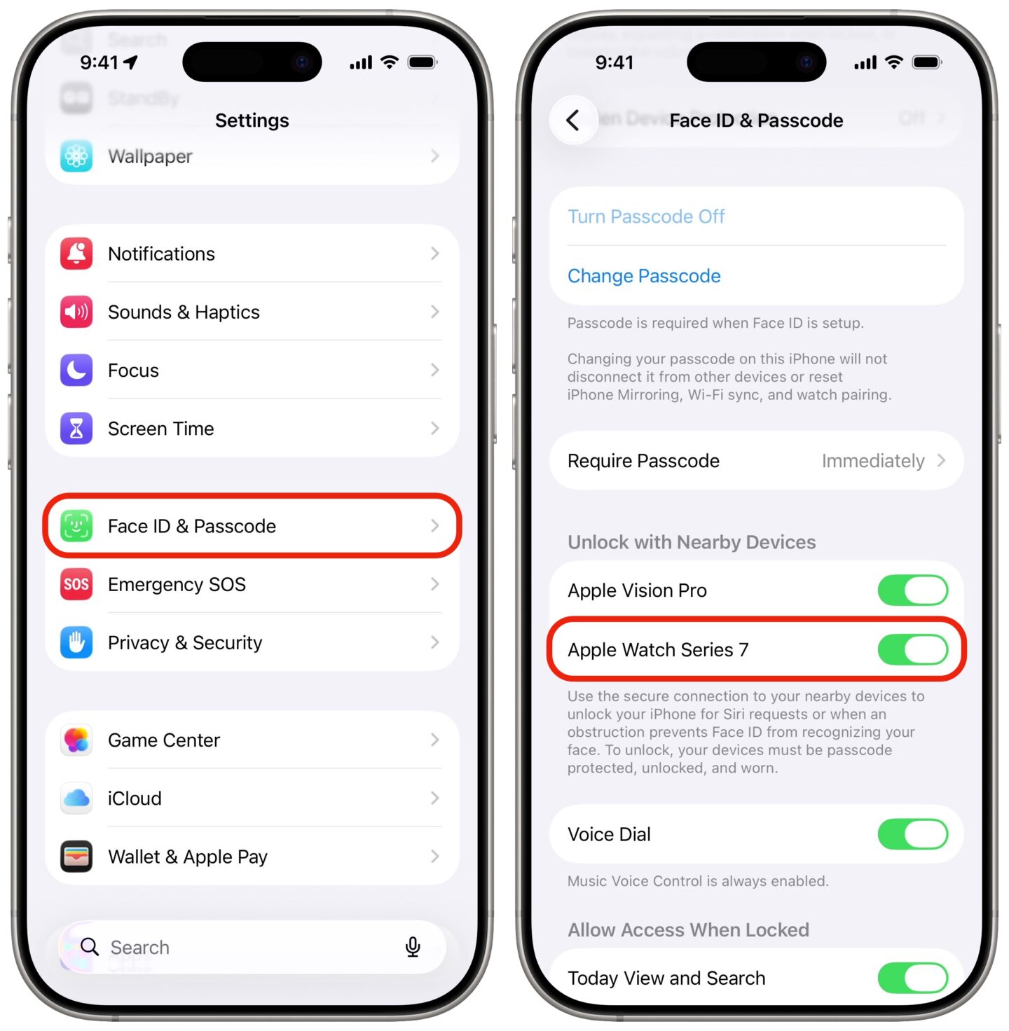 Setting to unlock your iPhone with Apple Watch