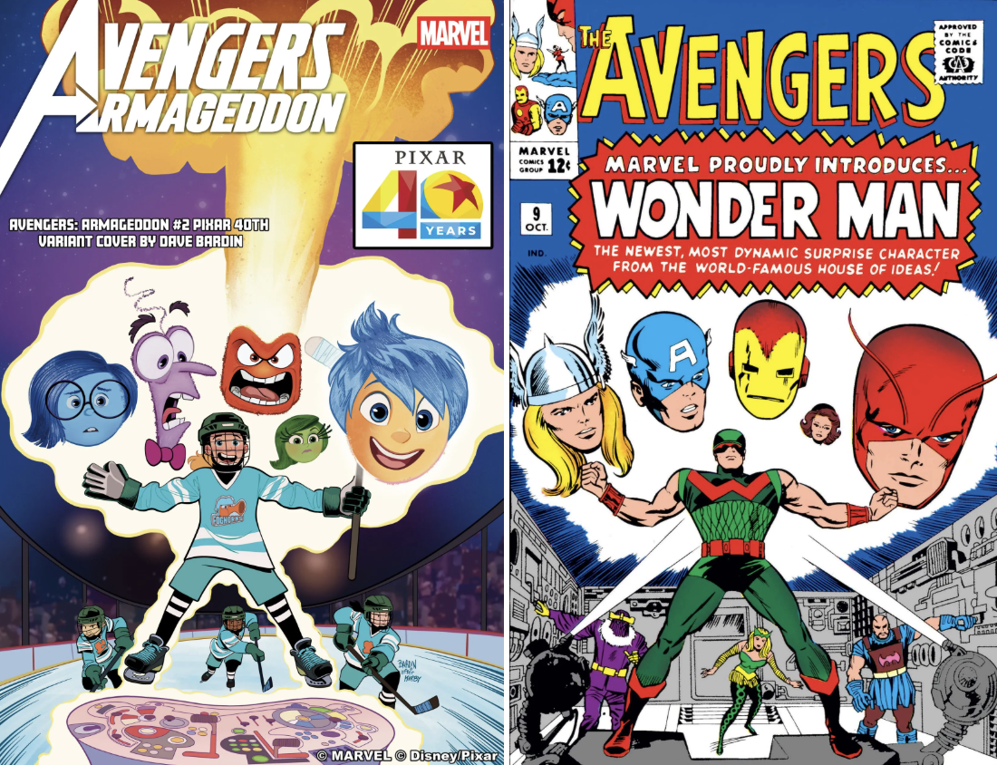 Marvel comic cover and Pixar anniversary cover variant