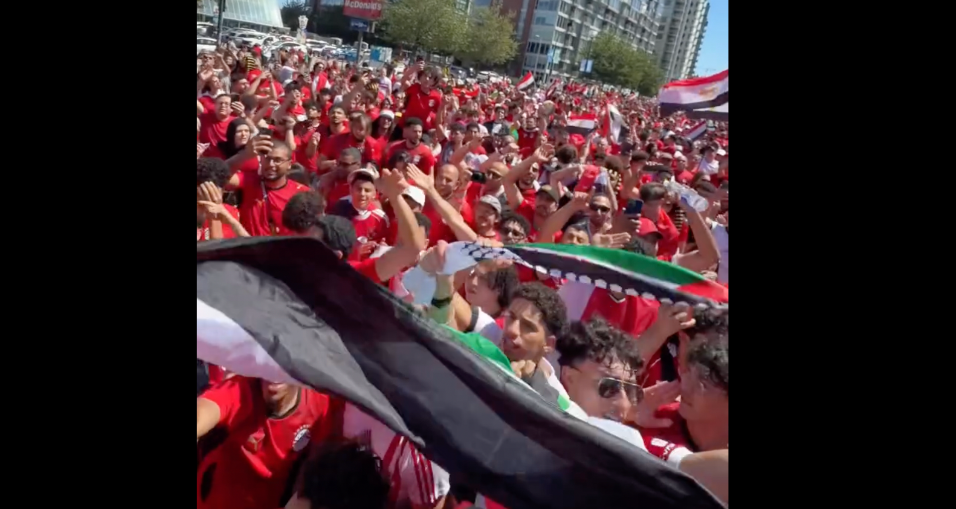 Egyptian football fans chant for Palestine in Vancouver | Israel-Palestine conflict