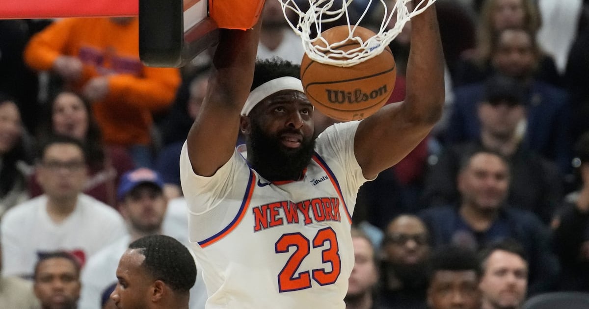 Mitchell Robinson with New York Knicks for practice Tuesday, one day before Game 1 of NBA Finals