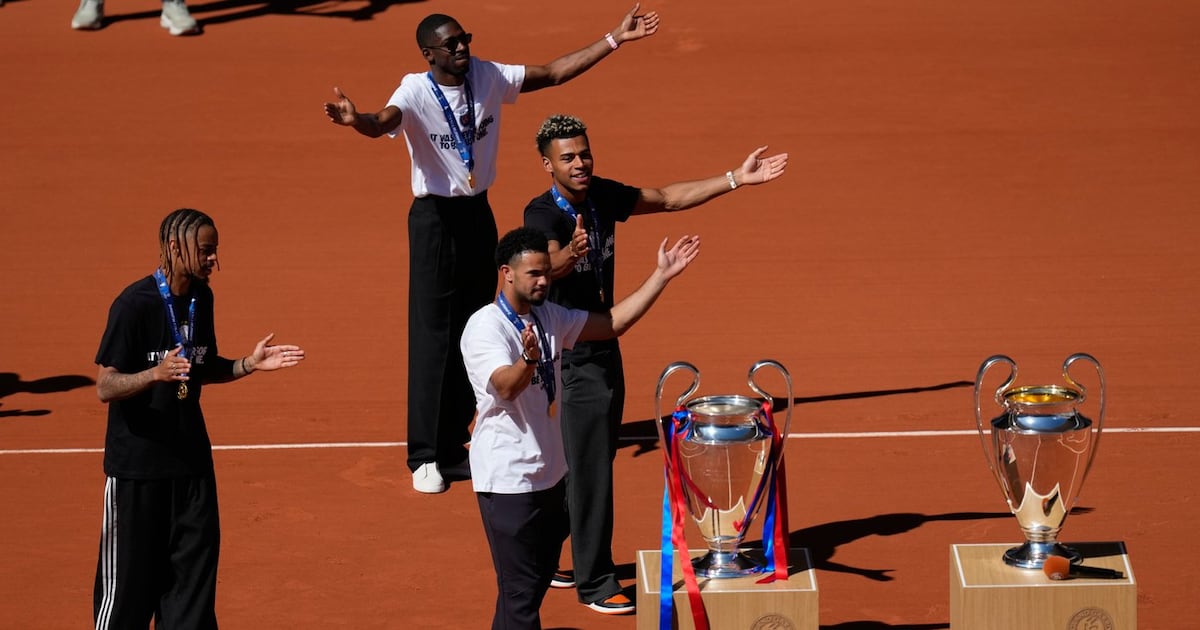 PSG stars bring Champions League trophy to Roland-Garros