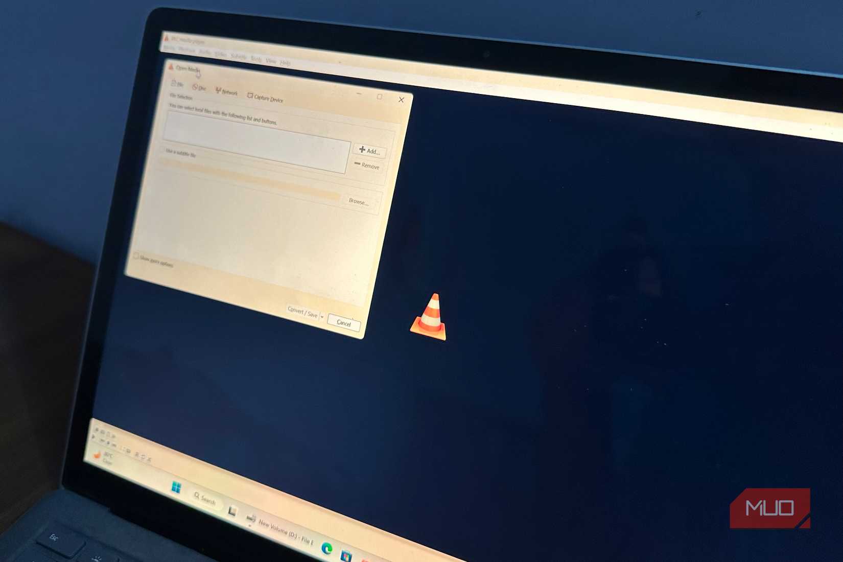A Windows laptop with VLC open