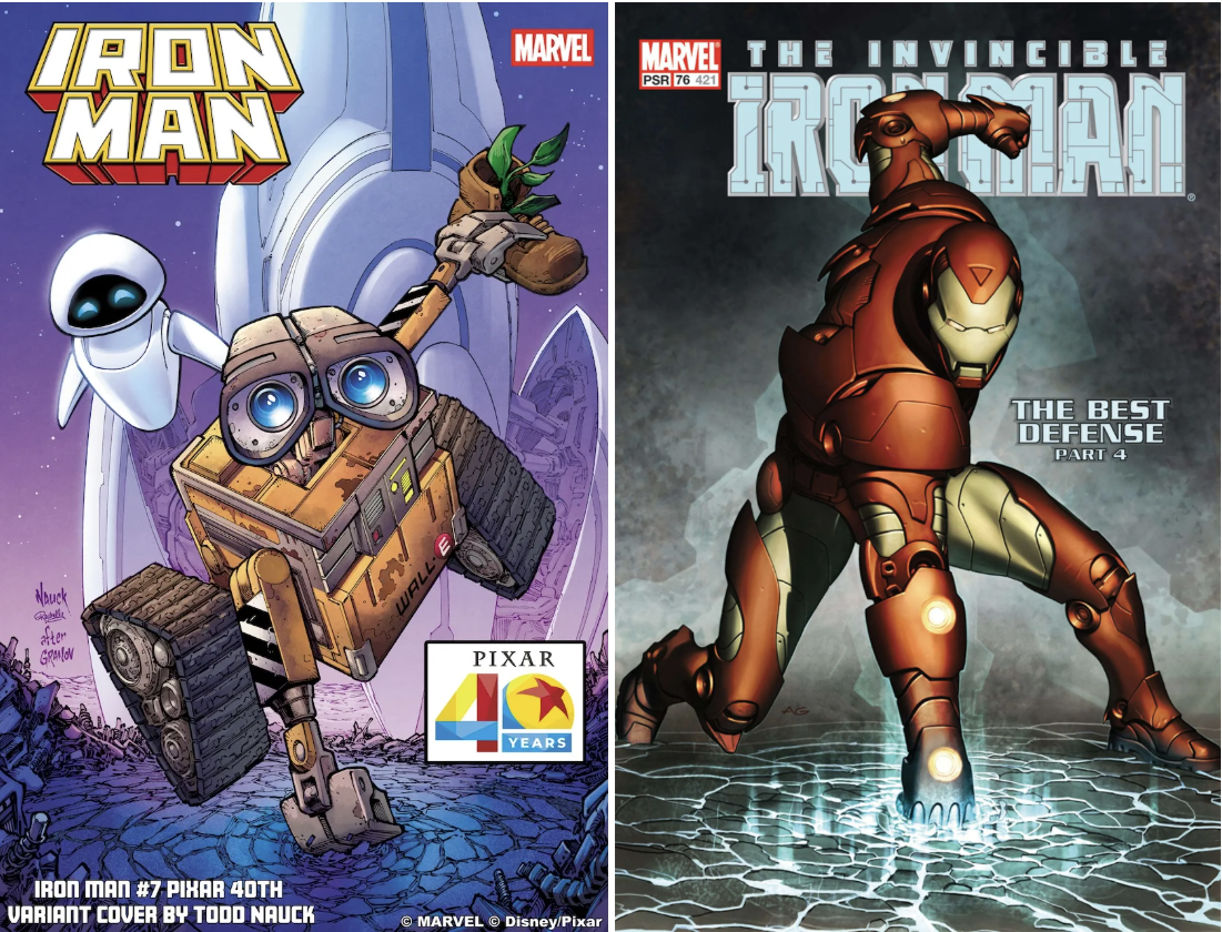 Marvel comic cover and Pixar anniversary cover variant