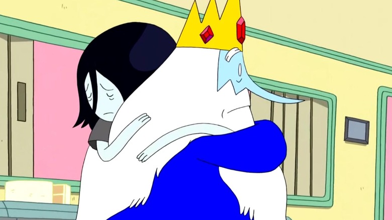 Marceline (Olivia Olson) hugs the Ice King (Tom Kenny) in Adventure Time