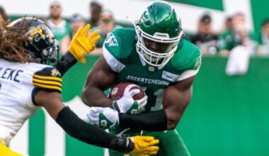 ‘Just one of 12’: Roughriders FB Albert Awachie embraces low-key role on field, school visits off it | 620 CKRM - The Voice of Saskatchewan