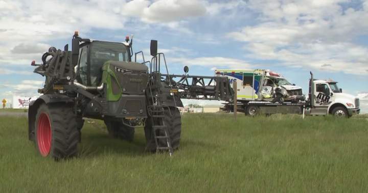 Stars airlifts patient to hospital after his ambulance, tractor collide north of Calgary