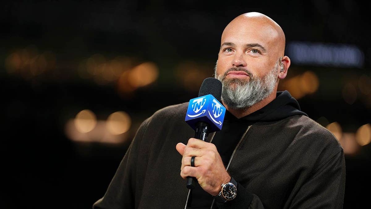 Andrew Whitworth looking on from the TNF on Prime set at Caesars Superdome in New Orleans
