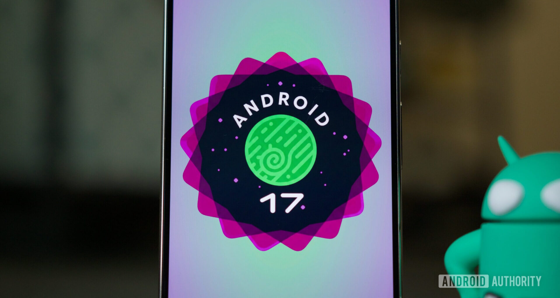 The Android 17 logo on a Pixel phone.