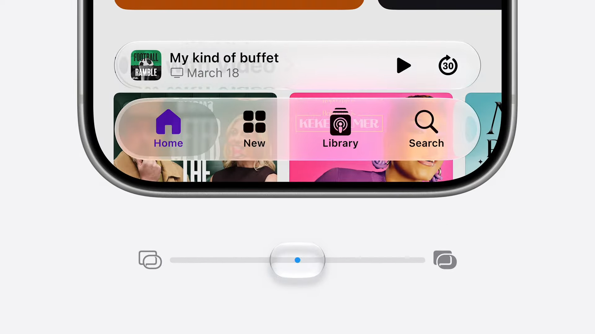 Liquid Glass slider at WWDC 2026