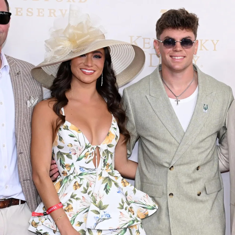 Cooper DeJean (C) attends the Kentucky Derby 152 at Churchill Downs on May 02, 2026 in Louisville, Kentucky. Getty Images for Churchill Downs